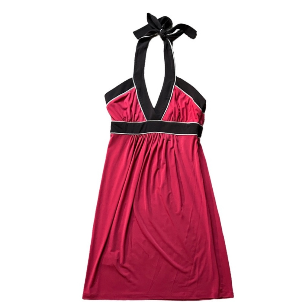 Max & Cleo Meg Halter Dress Coral & Brown Size Small - NWT